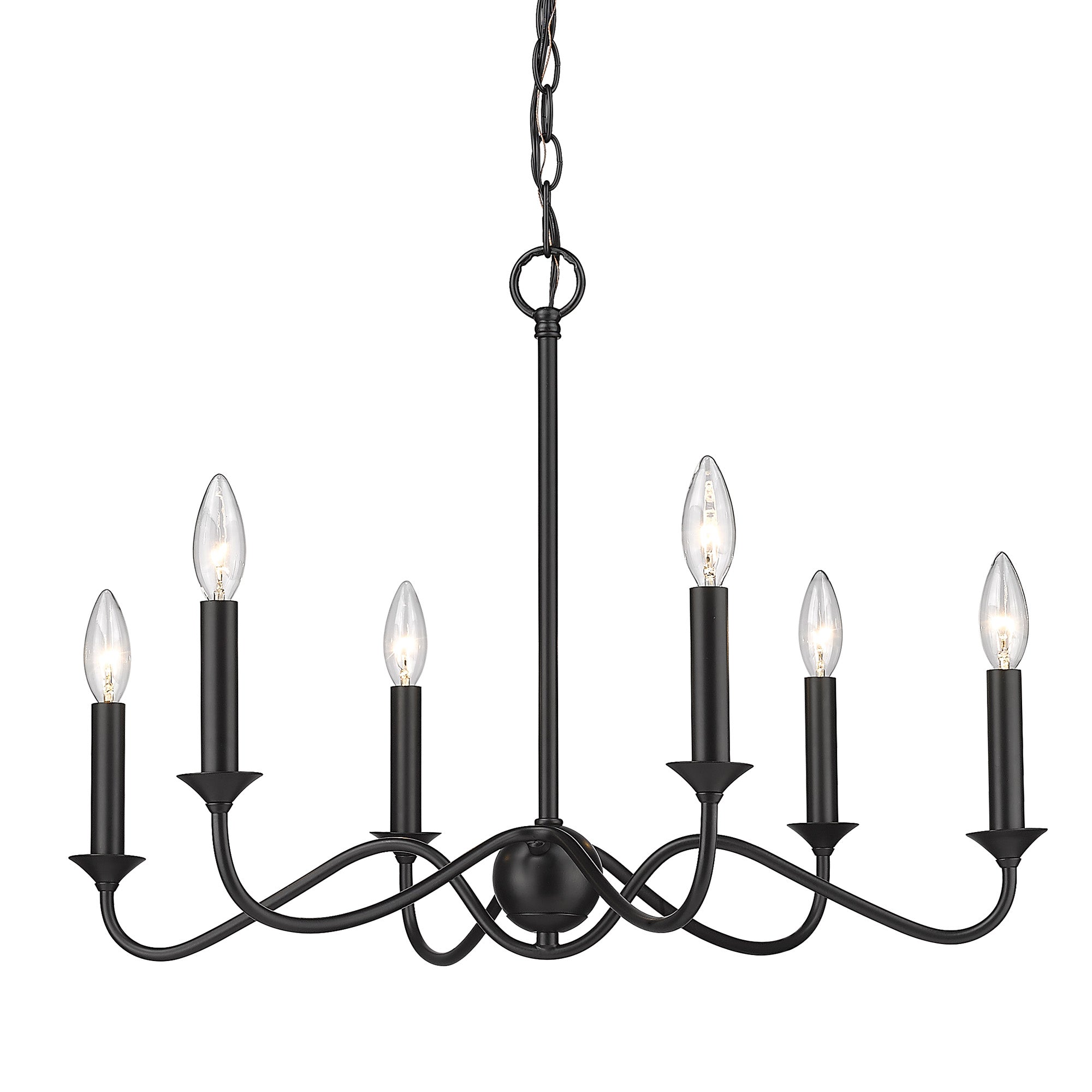 Tierney 6 Light Chandelier in Matte Black - - Golden Lighting