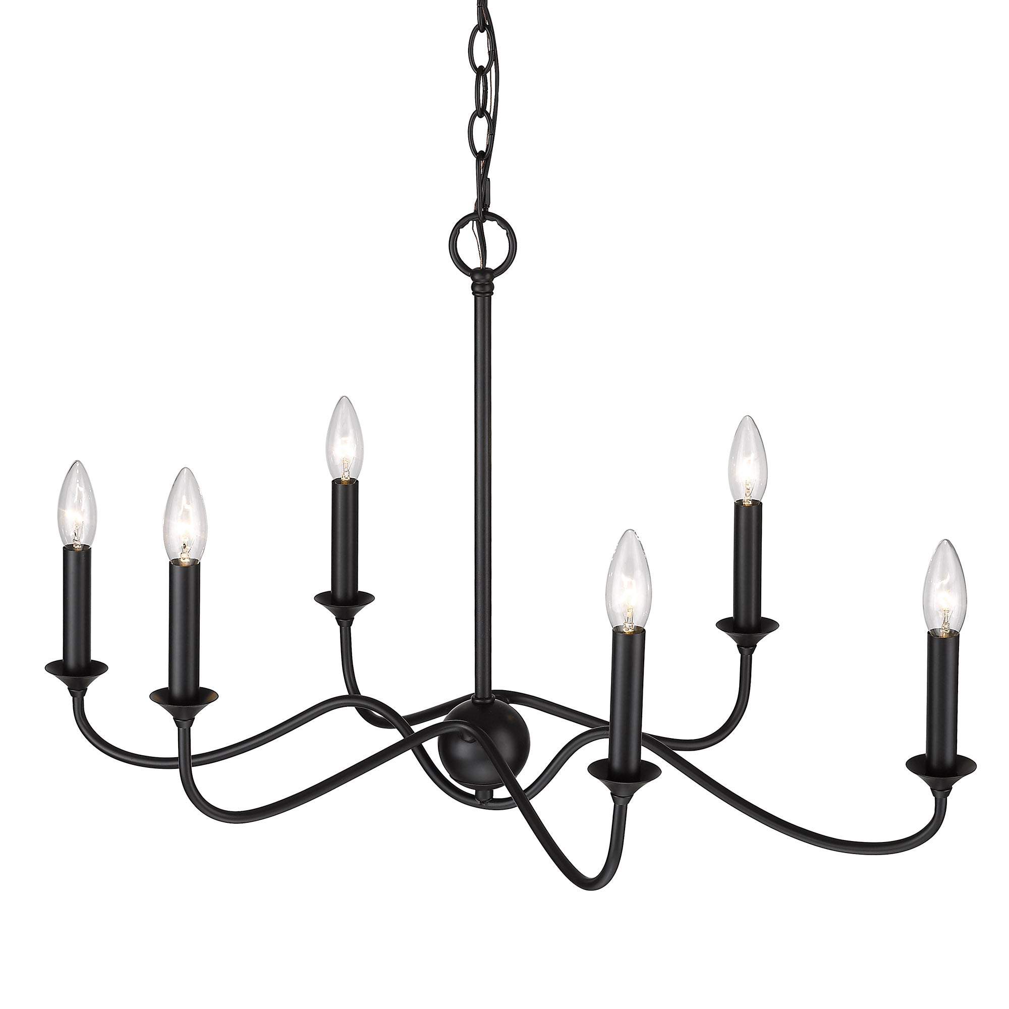 Tierney 6 Light Linear Pendant in Matte Black - - Golden Lighting