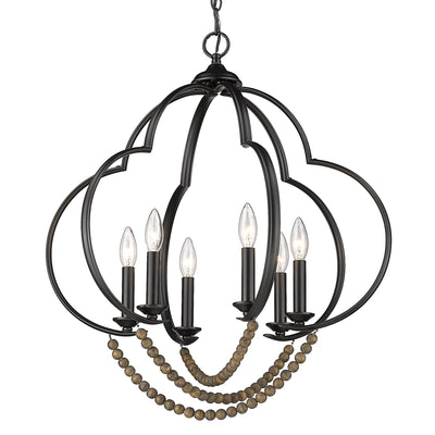 Flori 6-light Pendant in Matte Black - Golden Lighting