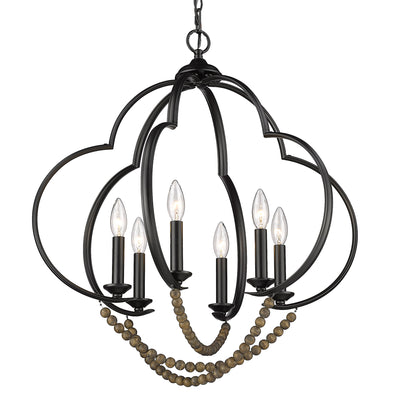 Flori 6-light Pendant in Matte Black - Golden Lighting