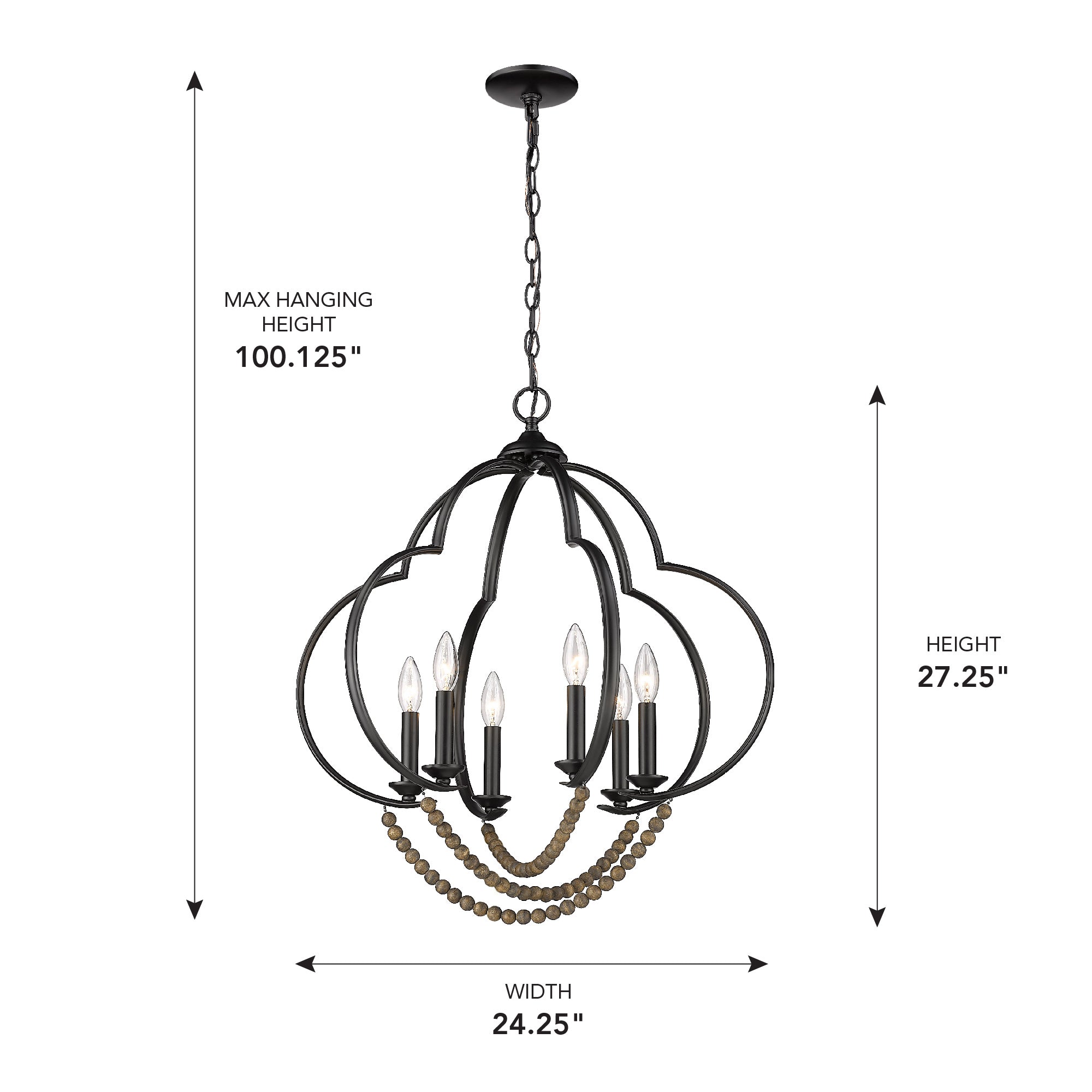 Flori 6-light Pendant in Matte Black