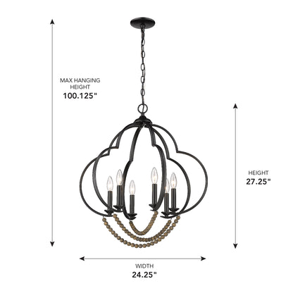 Flori 6-light Pendant in Matte Black