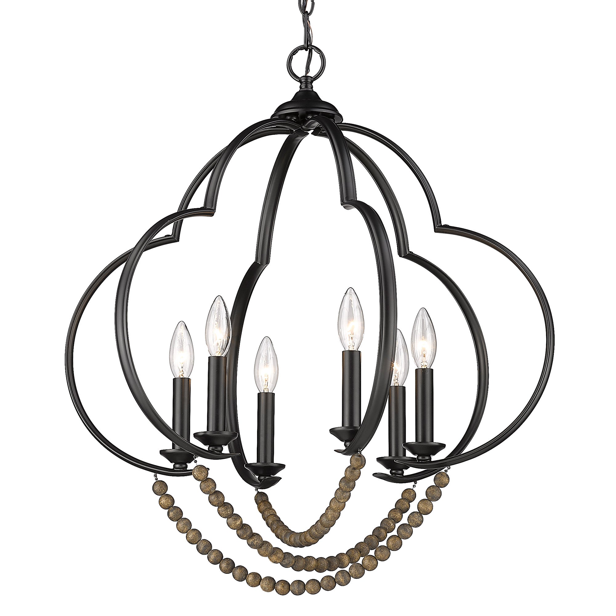 Golden Lighting Flori 6-light Pendant in Matte Black