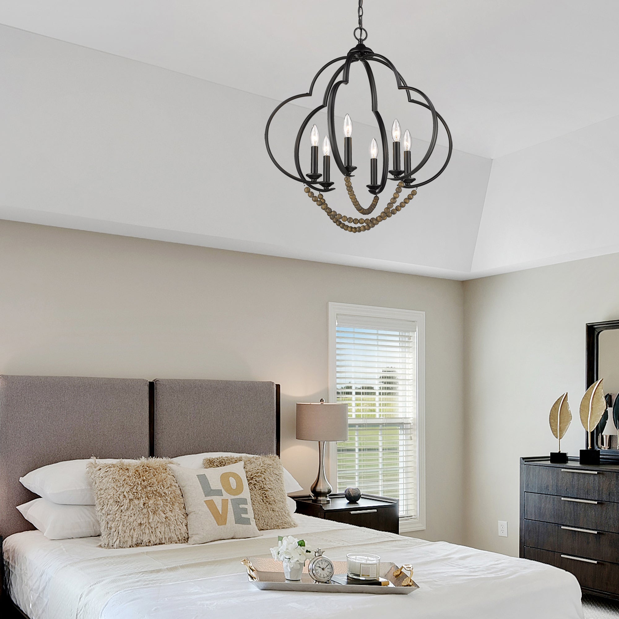 Golden Lighting Flori 6-light Pendant in Matte Black