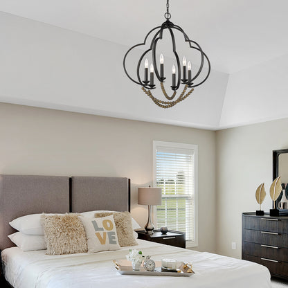 Golden Lighting Flori 6-light Pendant in Matte Black