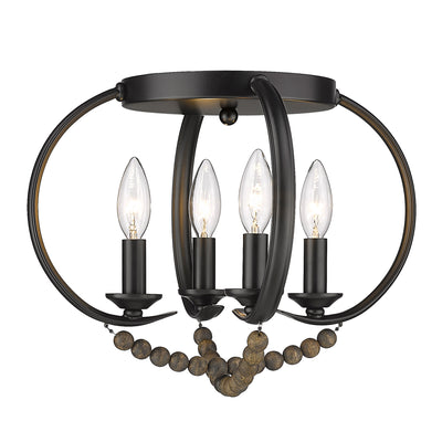 Golden Lighting Flori 4-light Flush Mount in Matte Black - - Golden Lighting
