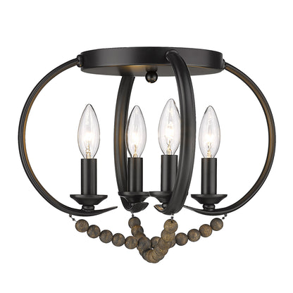 Golden Lighting Flori 4-light Flush Mount in Matte Black - - Golden Lighting