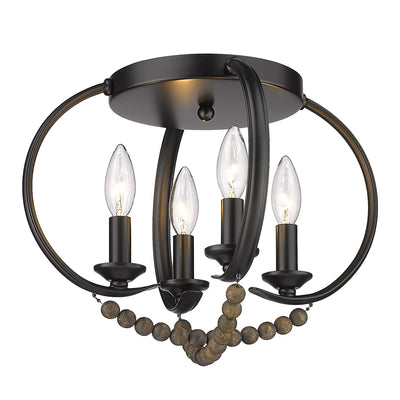 Golden Lighting Flori 4-light Flush Mount in Matte Black - - Golden Lighting