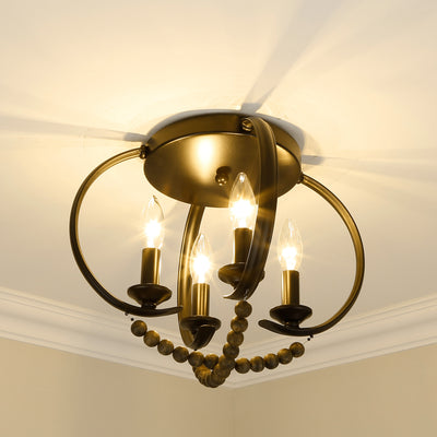 Golden Lighting Flori 4-light Flush Mount in Matte Black - Default Title - Golden Lighting