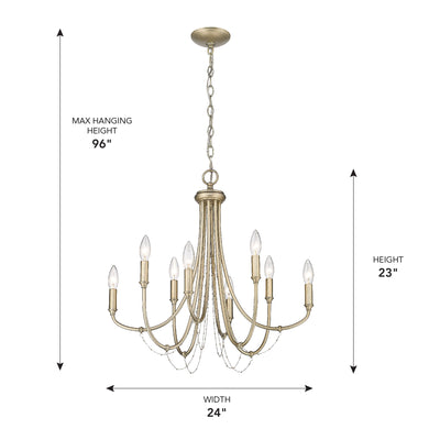 Golden Lighting Kamila 8-light Chandelier in White Gold - - Golden Lighting
