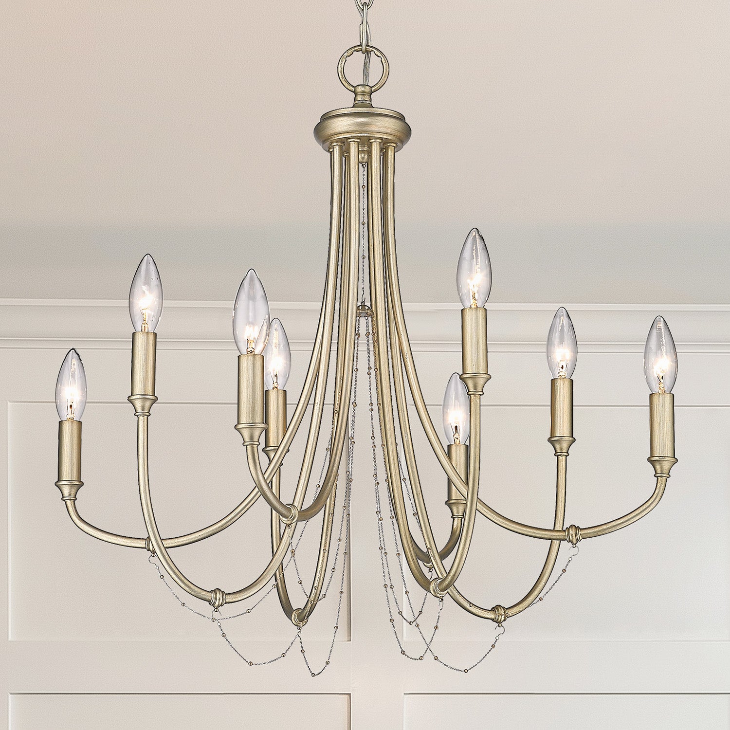 Golden Lighting Kamila 8-light Chandelier in White Gold - - Golden Lighting