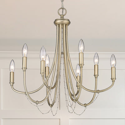Golden Lighting Kamila 8-light Chandelier in White Gold - - Golden Lighting