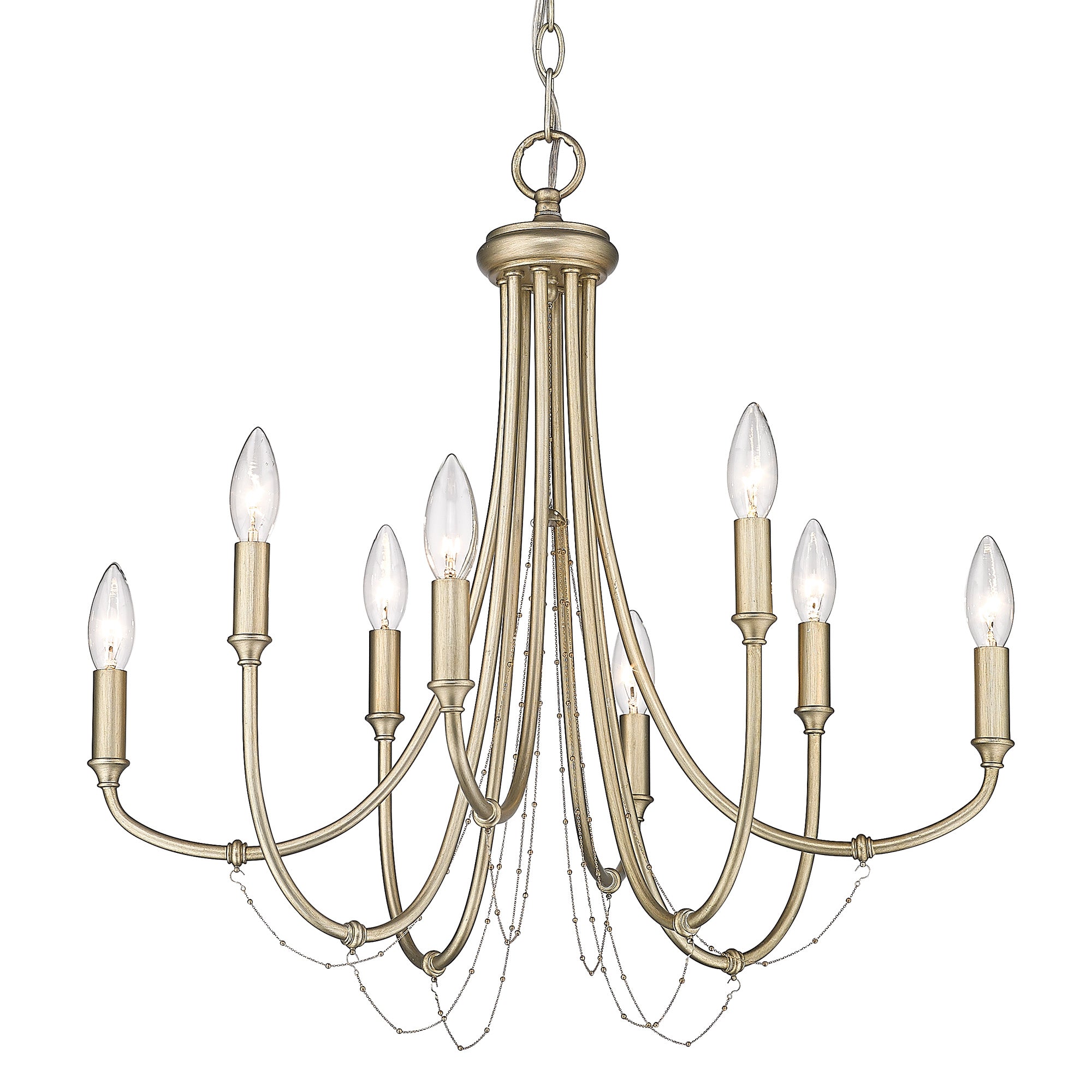 Kamila 8 Light Chandelier in White Gold - - Golden Lighting