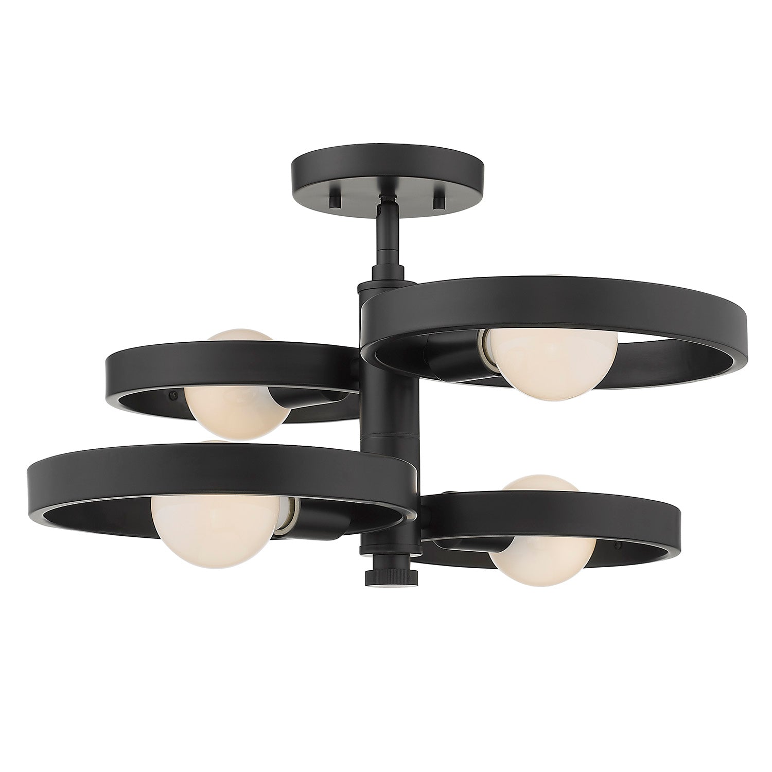 Sloane 4-Light Semi-flush in Matte Black - Matte Black / No Shade / NA - Golden Lighting