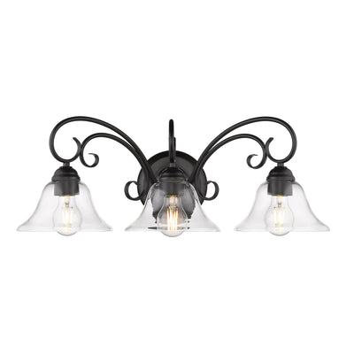 Homestead 3-light Vanity in Matte Black, alternate view - Golden Lighting