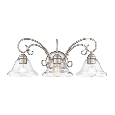 Homestead 3-light Vanity in Pewter and Clear Glass - Golden Lighting