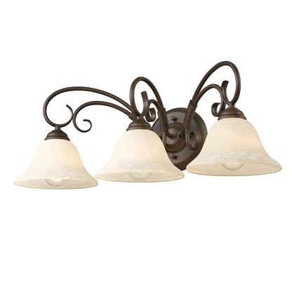Homestead 3-light Vanity in Rubbed Bronze and Tea Stone Glass
