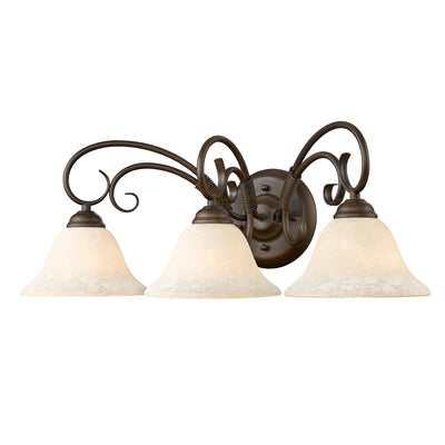 Homestead 3-light Vanity in Rubbed Bronze and Tea Stone Glass - Golden Lighting