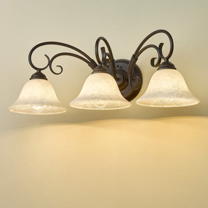Homestead 3-light Vanity in Rubbed Bronze and Tea Stone Glass