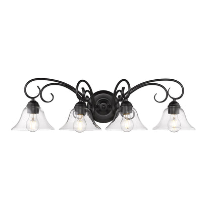 Homestead 4-light Vanity in Matte Black and Clear Glass