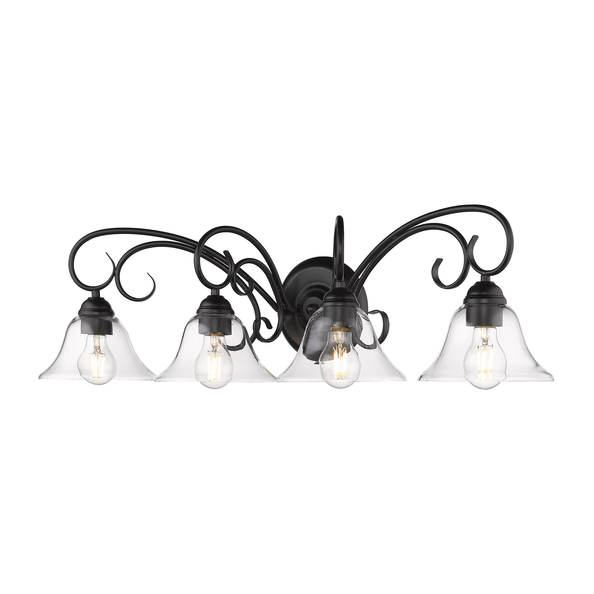 Homestead 4-light Vanity in Matte Black and Clear Glass
