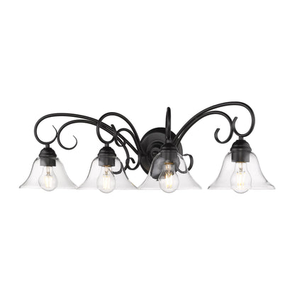 Homestead 4-light Vanity in Matte Black and Clear Glass
