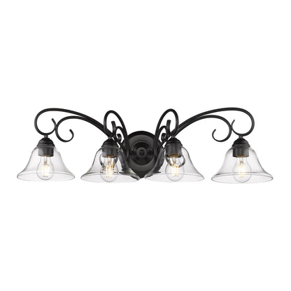 Homestead 4-light Vanity in Matte Black and Clear Glass