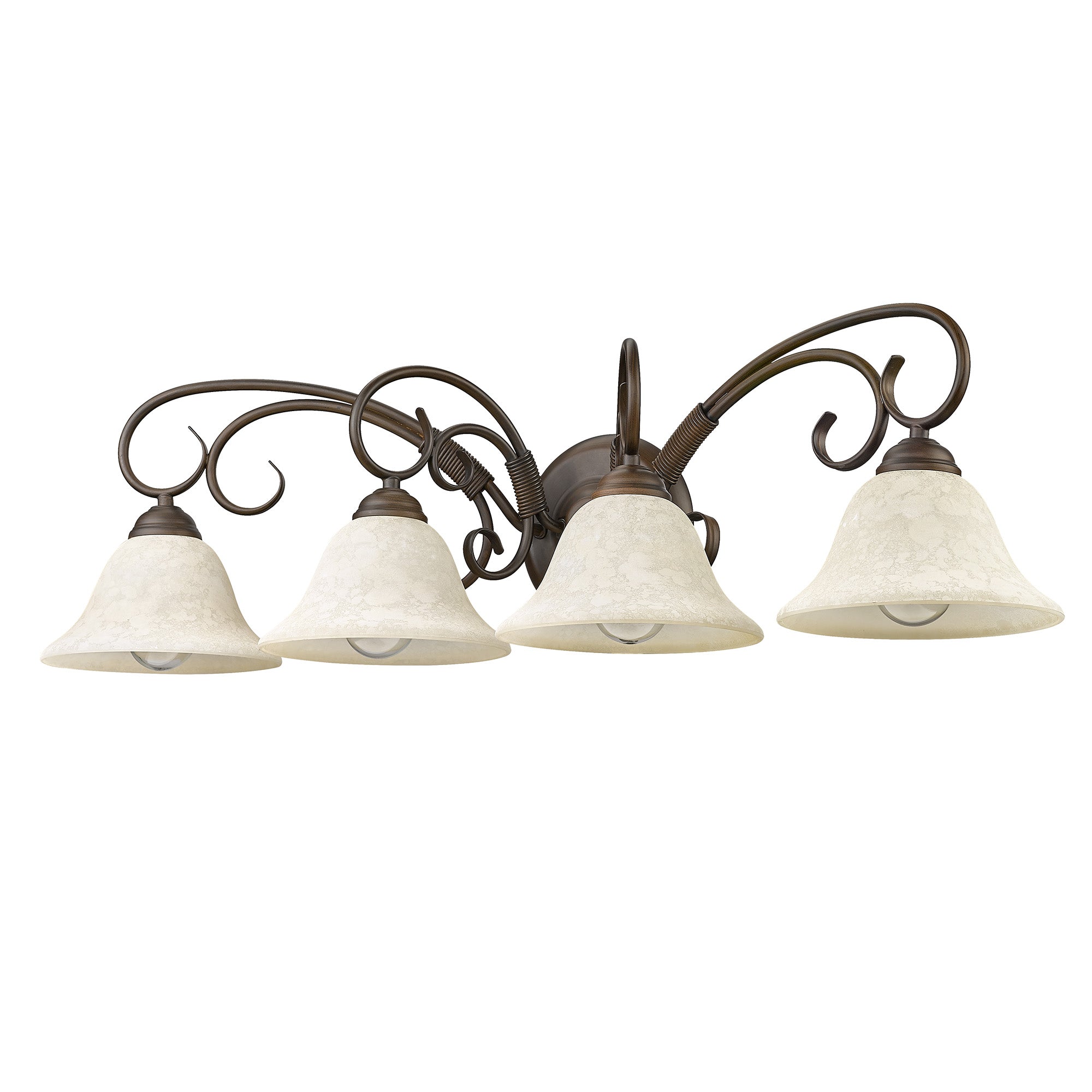 Homestead 4-light Vanity in Rubbed Bronze and Tea Stone Glass