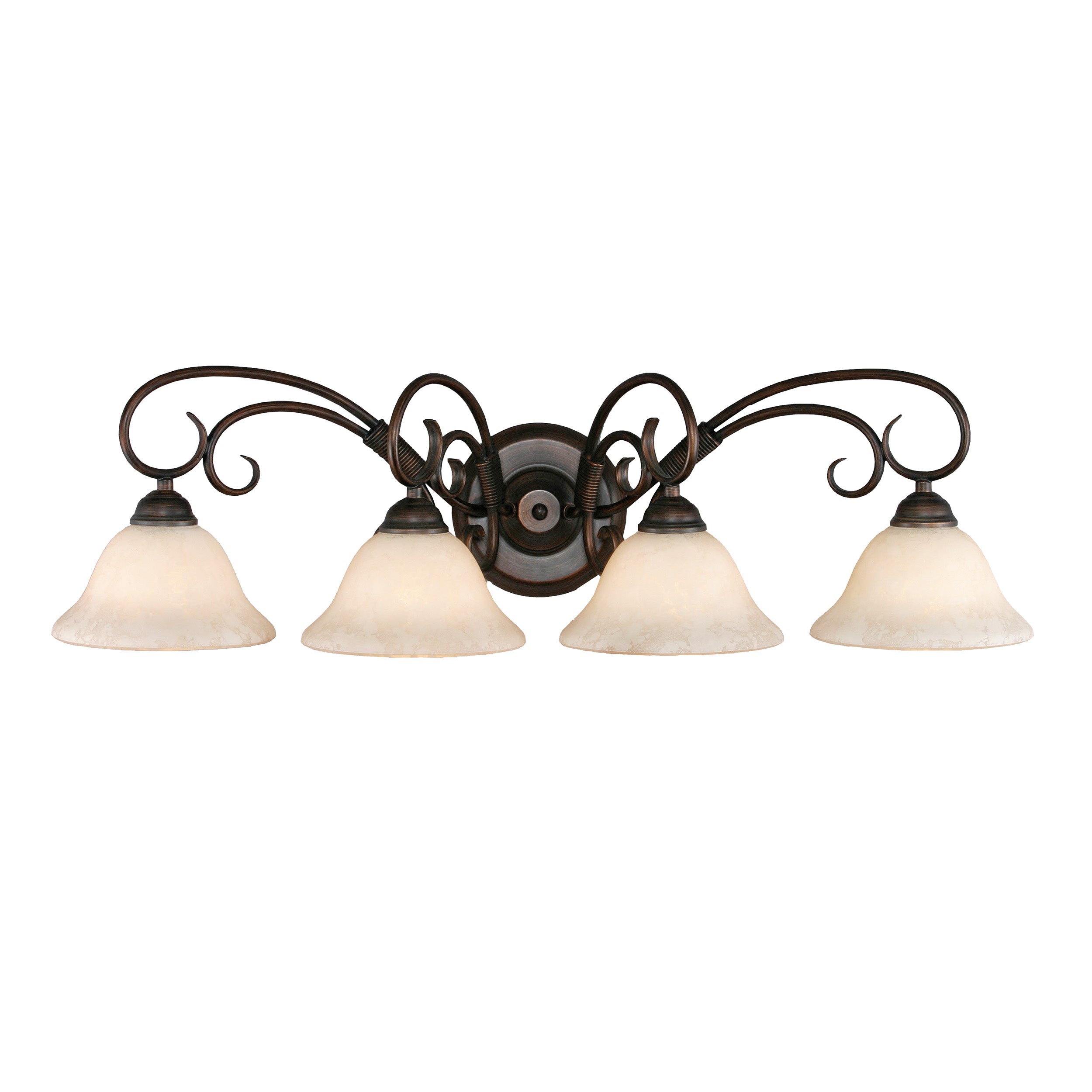 Homestead 4-light Vanity in Rubbed Bronze and Tea Stone Glass
