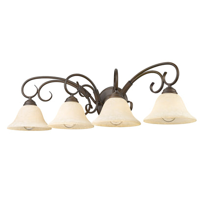 Homestead 4-light Vanity in Rubbed Bronze and Tea Stone Glass