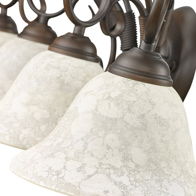 Homestead 4-light Vanity in Rubbed Bronze and Tea Stone Glass, alternate view - Golden Lighting