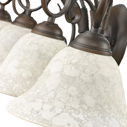 Homestead 4-light Vanity in Rubbed Bronze and Tea Stone Glass