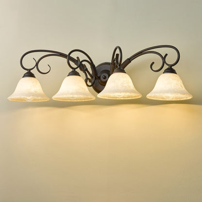 Homestead 4-light Vanity in Rubbed Bronze and Tea Stone Glass