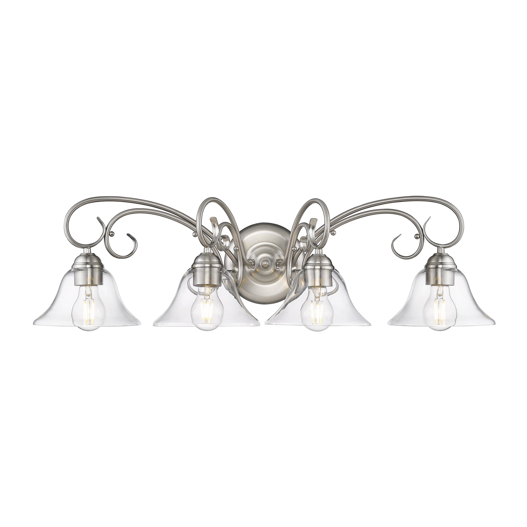 Homestead 4 Light Bath Vanity in Pewter with Clear Glass - - Golden Lighting