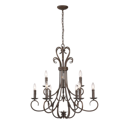 Homestead 9-light Chandelier in Rubbed Bronze - Golden Lighting