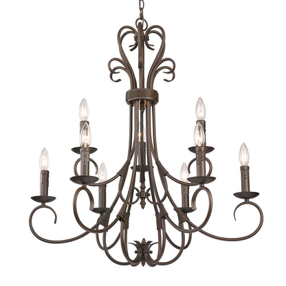 Homestead 9-light Chandelier in Rubbed Bronze