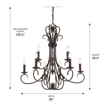 Homestead 9-light Chandelier in Rubbed Bronze