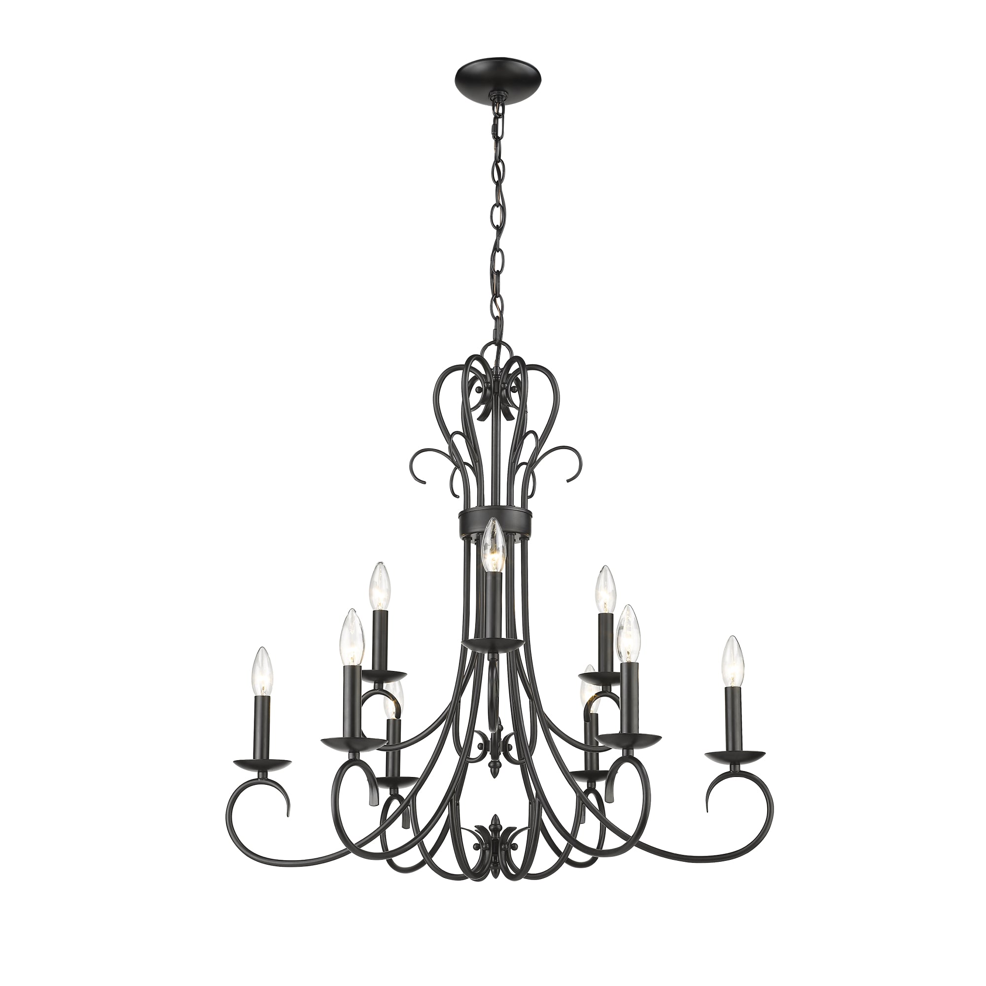 Homestead 2 Tier - 9 Light Candelabra Chandelier in Matte Black - - Golden Lighting