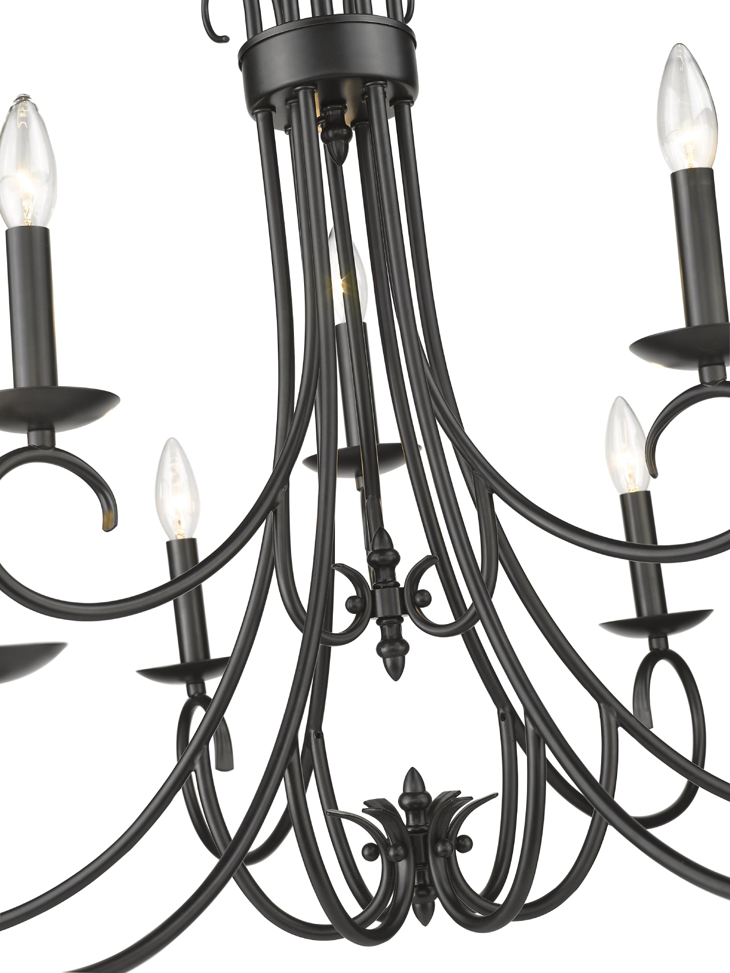 Homestead 2 Tier - 9 Light Candelabra Chandelier in Matte Black - Matte Black / No Shade / NA - Golden Lighting