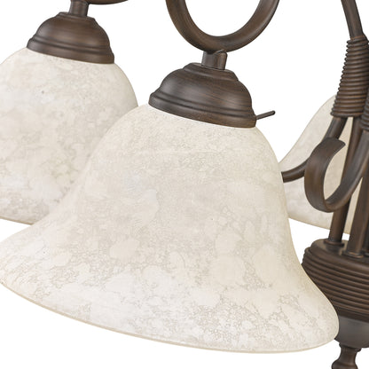 Homestead 5-light Chandelier in Rubbed Bronze and Tea Stone Glass