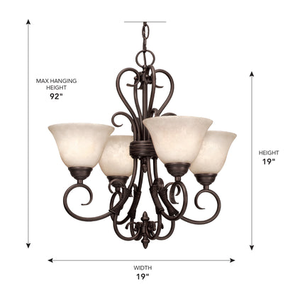 Homestead 4-light Chandelier in Rubbed Bronze