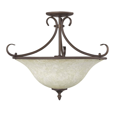 Homestead 3-light Semi-Flush Mount in Rubbed Bronze - Golden Lighting