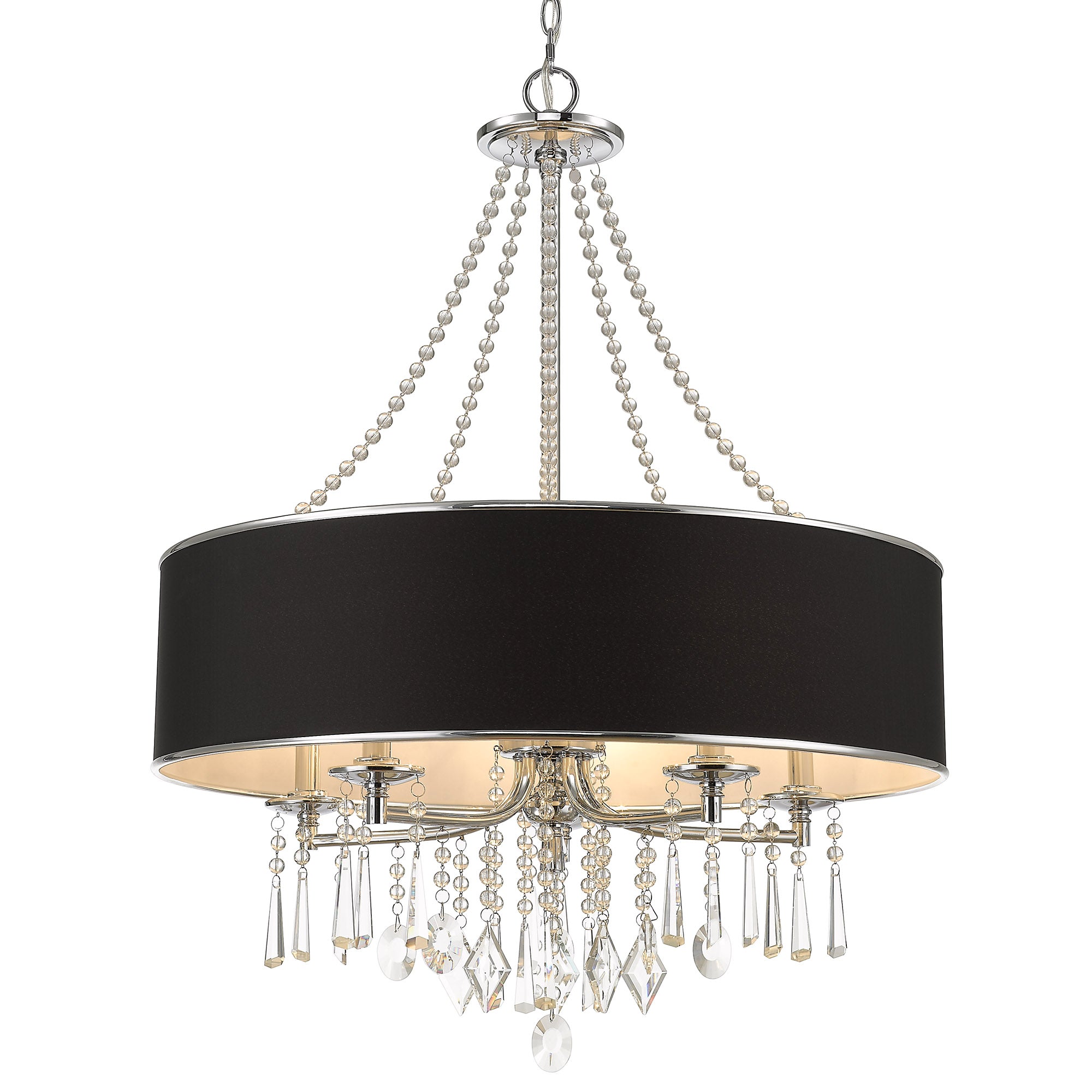 Echelon 5 Light Chandelier in Chrome with Tuxedo Shade - - Golden Lighting