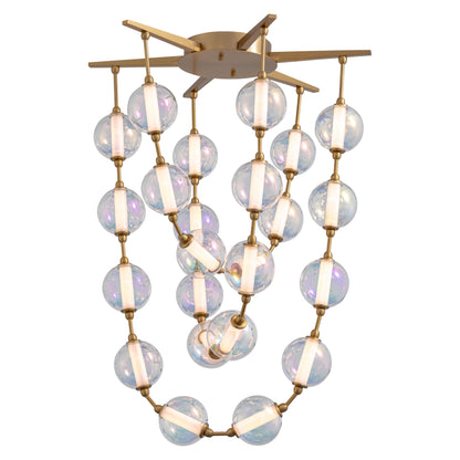 Golden Lighting Pearla Integrated LED 28in Pendant in Brushed Champagne Brass - - Golden Lighting