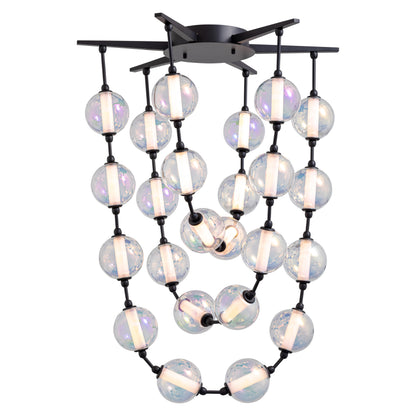 Golden Lighting Pearla Integrated LED 28in Pendant in Matte Black - - Golden Lighting