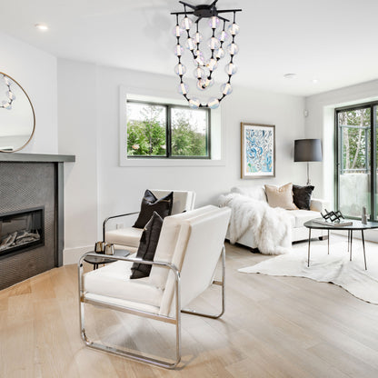 Golden Lighting Pearla Integrated LED 28in Pendant in Matte Black