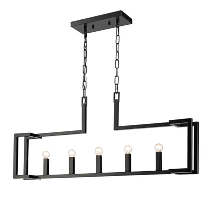 Golden Lighting Kinsington 5-light Island Light in Matte Black - - Golden Lighting