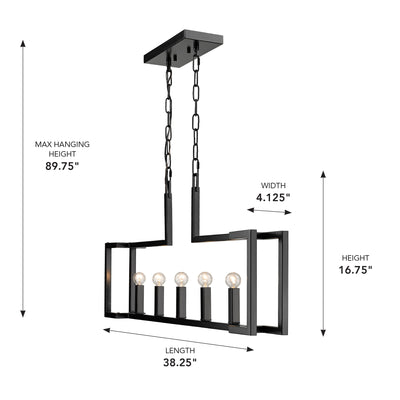 Golden Lighting Kinsington 5-light Island Light in Matte Black - - Golden Lighting