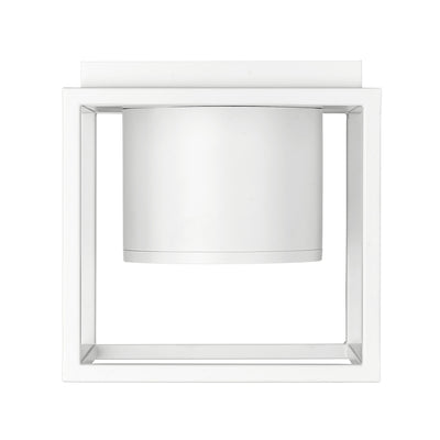 Desmond Integrated LED Flush Mount in Matte White, side view - Golden Lighting