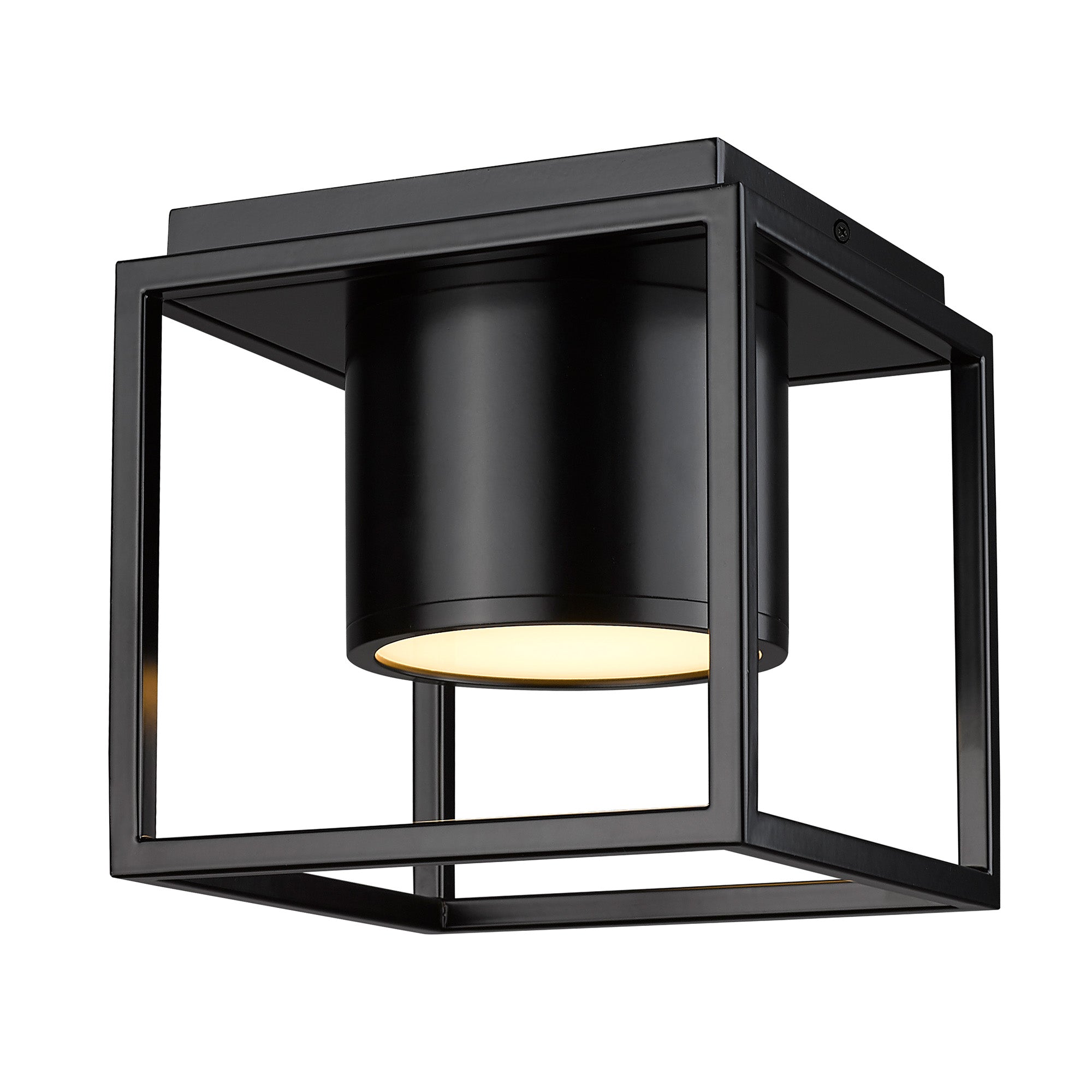 Desmond Flush Mount - 7" in Matte Black with Matte Black Shade - - Golden Lighting